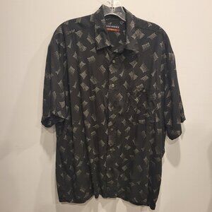 John Henry Short Sleeve Shirt Rayon Men's Size Large Work Casual Golf Black